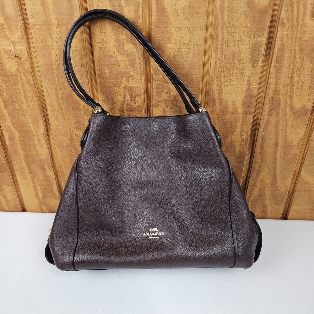 Coach 57125 Edie 31 Burgundy Refined Pebbled Leather Shoulder Bag